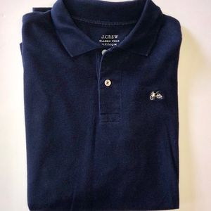J Crew Classic Pique Cotton Long Slvd Navy Polo M